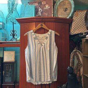 MINE ANTHROPOLOGIE WOMEN’S BLUE WHITE PATTERNED TANK TOP NWOT [IN BAG] SIZE M